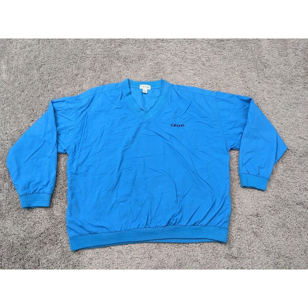 Vintage IZOD Pullover Sweater Men's Large Windbreaker Blue Nylon Golf